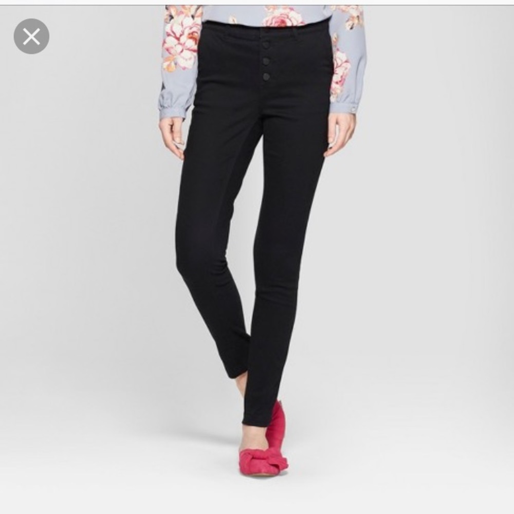Button Fly Black Pants